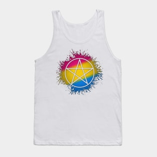 Paint Splatter Pansexual Pride Pentacle Symbol Tank Top